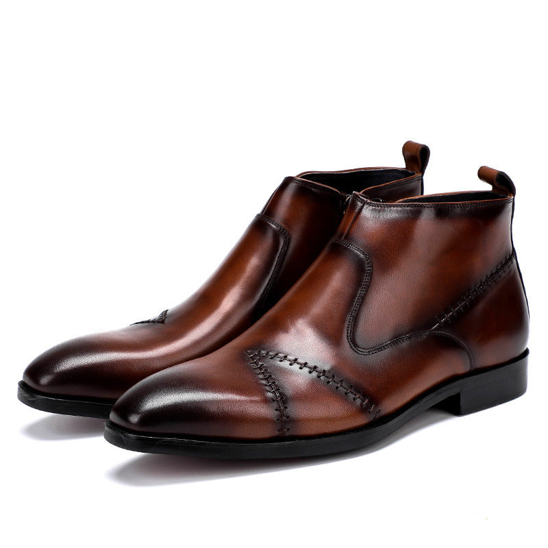 Men's high-top leather shoes