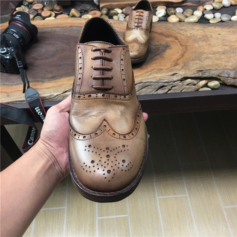 Men's Vintage Engraved Handmade Distressed Leather Shoes