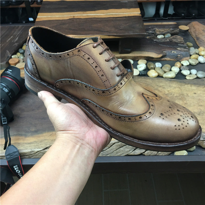 Men's Vintage Engraved Handmade Distressed Leather Shoes