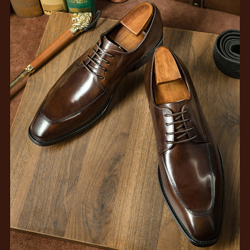 Men's British Style Handmade Pointed Leather Shoes